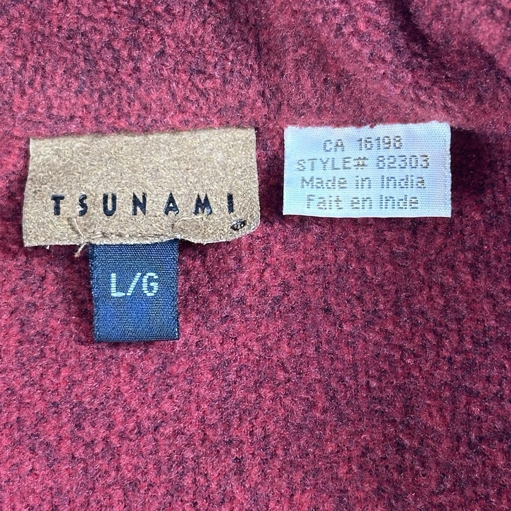TSUNAMI Fleece Button Up Jacket Women's L Red Pockets‎ Cozy Comfort - Picture 7 of 9